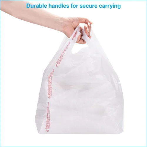 Miniatura 2 de SSWBasics Bolsas de plástico blanco para camisetas con asas - Caja de 1000 (11 ½" x 6 x 21)