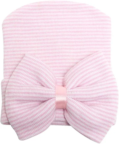 Miniatura 4 de Zando Gorro de hospital para recién nacidos con lazo grande gorro de invierno para bebés sombreros de recién nacidos para niñas y niños