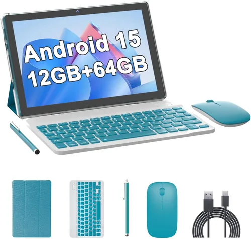 Miniatura 8 de Tableta Android 15 de 10 pulgadas (NO GO) Tabletas con teclado 64GB ROM+12GB RAM (expansión 4+8) Soporta expansión de 1TB 2MP+8MP Cámara dual Azul