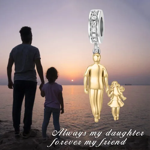 Miniatura 184 de PROESS Dije para padre, madre e hija, pulsera de plata de ley para pulseras, regalos de cumpleaños, día de San Valentín, para hija, madre, amante