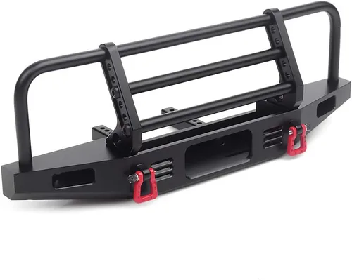 INJORA Parachoques delantero ajustable con luz LED para TRX4 Axial SCX10 SCX10 II 90046 90047 RC pieza de actualización de coche (negro)