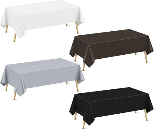 Miniatura 18 de Mantel rectangular de la serie azul y verde, 4 piezas, 54 x 72 pulgadas, color sólido, impermeable y a prueba de derrames, mantel de plástico
