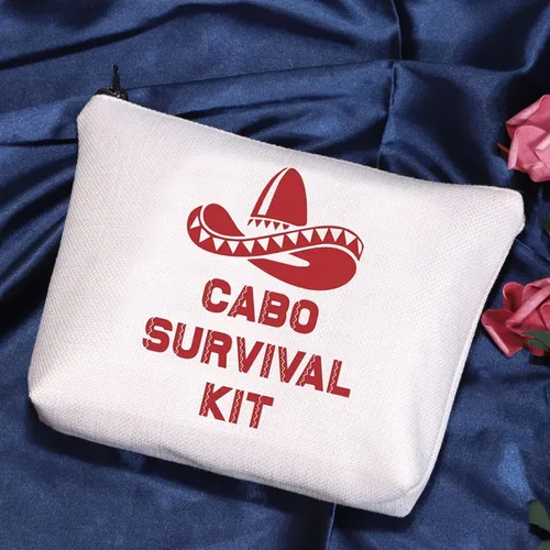 Miniatura 3 de POFULL Bolsa de cosméticos de boda de regalo para despedida de soltera de México, kit de supervivencia Cabo San Lucas