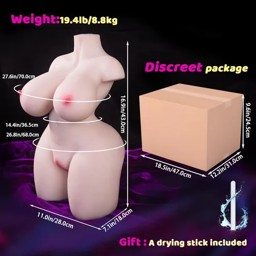 Miniatura 5 de Muñeca sexual de tamaño real de 19.2 libras para hombres, muñecas sexuales realistas con pechos grandes y trasero, masturbador 3 en 1, vagina