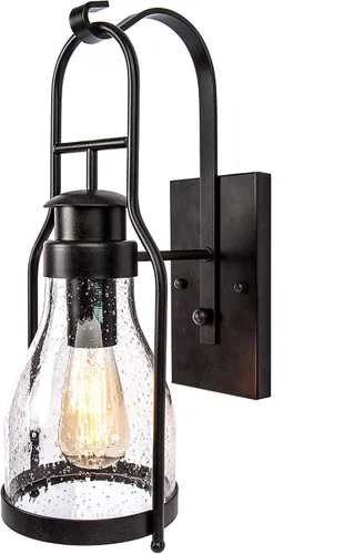 Miniatura 5 de Muskoka Lifestyle Products Farol de pared rústico con aspecto retro industrial de linterna loft en bronce frotado, acabado con recubrimiento