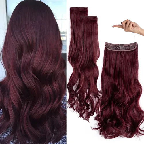 Miniatura 8 de Extensiones de cabello invisibles con halo mejorado con 3 piezas de diadema ajustable, largo, ondulado, extensiones de cabello rubio decolorado
