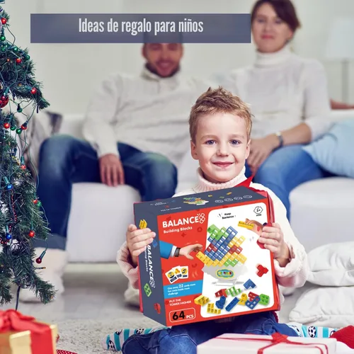 Miniatura 7 de Juego de torre apilable de 64 piezas con 22 cartas, juego gigante de equilibrio de caída para niños, juegos familiares para niños y adultos, regalos