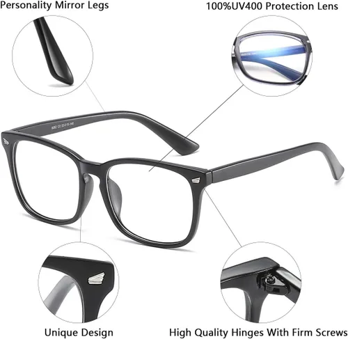 Miniatura 2 de AISSWZBEER - Lentes cuadrados de bloqueo de luz azul, para computadora/juegos/pantalla para mujeres u hombres