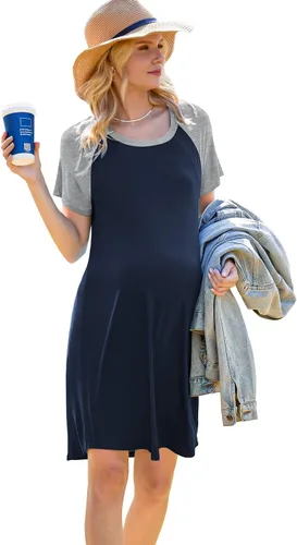 Ekouaer - Vestido 3 en 1 para maternidad trabajo de parto y lactancia prenda para hospital para dormir y amamantar