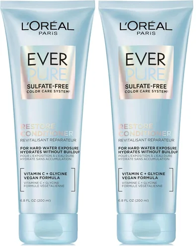 Miniatura 10 de L'Oreal Paris Acondicionador Restore sin sulfato con antioxidantes, acondicionador hidratante para exposición al agua dura y acumulación de peinado