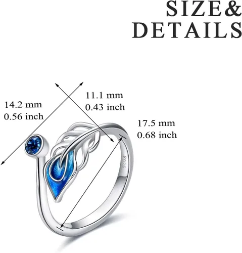 Miniatura 5 de Anillo ajustable con pluma, libélula, cruz, celta, plata de ley, joyería abierta, regalos para mujer