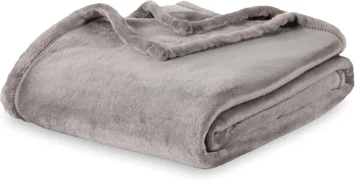 Berkshire Blanket Manta Clásica VelvetLoft® Sólida para Cama, Manta para Cama Tamaño King, Manta Ligera Suave Difusa de Felpa para Cama y Sofá, Gris