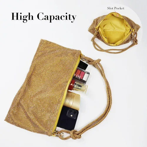 Miniatura 3 de Baonmy Bolso de noche con diamantes de imitación para mujer, bolso de noche con diamantes de imitación para mujer, bolso de noche para club, boda