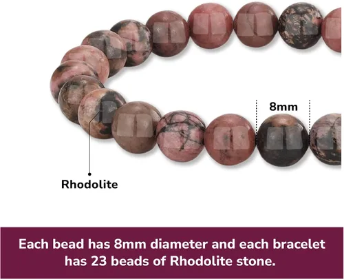 Miniatura 152 de Crystal Vibe Pulseras de cuentas de 0.315 in para mujeres y hombres, pulseras de cristal con piedras preciosas naturales, tamaño elástico ajustable