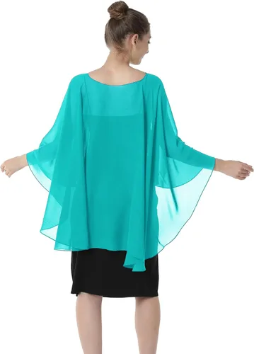 Miniatura 5 de Baoqiya Capas de gasa Capelets transparentes Poncho de capa larga para mujeres más