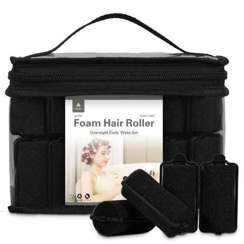 Miniatura 13 de 36 piezas de rizadores de esponja de espuma para el cabello - Rizadores suaves para rizos (Negro, varilla flexible, 7.1x2.5 cm)