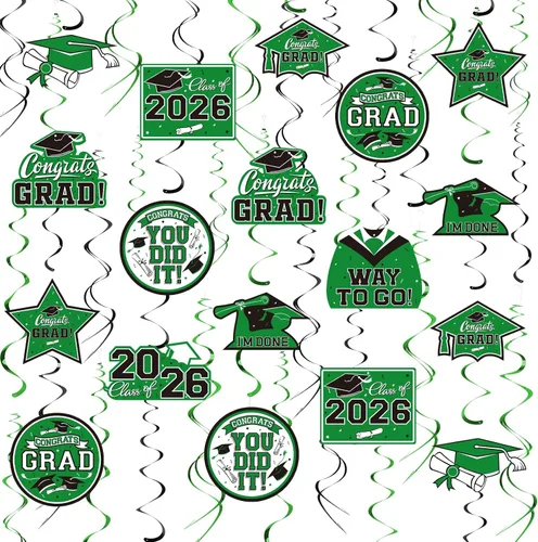 Miniatura 11 de 31 decoraciones de graduación para clase de 2026, remolino colgante de graduación, felicitaciones y decoraciones de fiesta de graduación