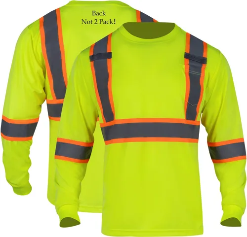 Miniatura 8 de FONIRRA Camiseta de seguridad de manga larga reflectante de alta visibilidad, camisas de trabajo de construcción ANSI Clase 3 para hombres Azul