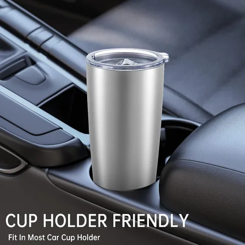 Miniatura 6 de Vasos Térmicos de 20 oz Paquete de Acero Inoxidable con Tapa de Doble Pared con Aislamiento al Vacío Taza de Café de 20oz con Recubrimiento en Polvo
