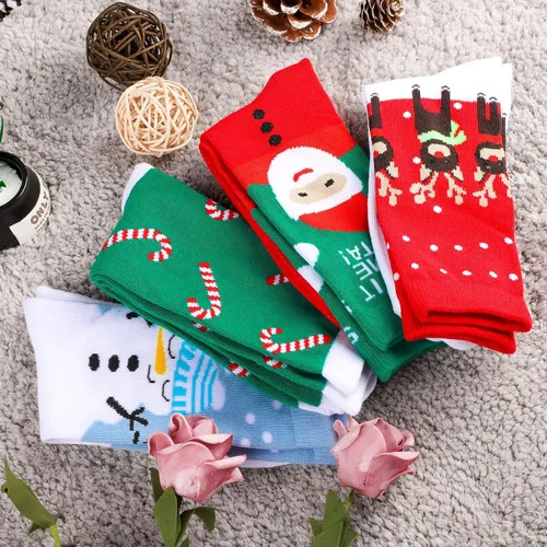Miniatura 3 de Cooraby Juego de 20 pares de calcetines de algodón suave y cálido para mujer, regalo de Navidad, Rojo y verde
