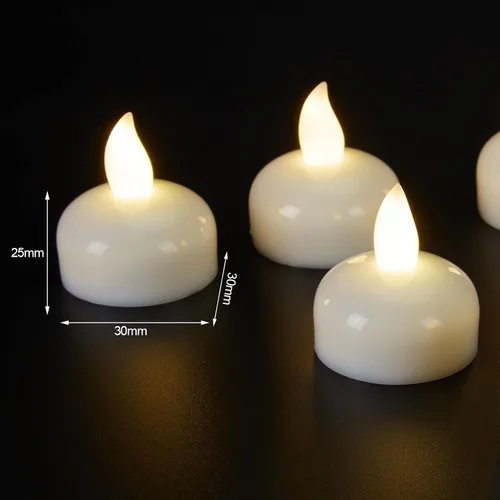 Miniatura 7 de AGPtek - lote de 10 luces ledes flotantes para té, impermeables, para decoración de bodas y fiestas, floral, vela sin llama, blanco/blanco cálido