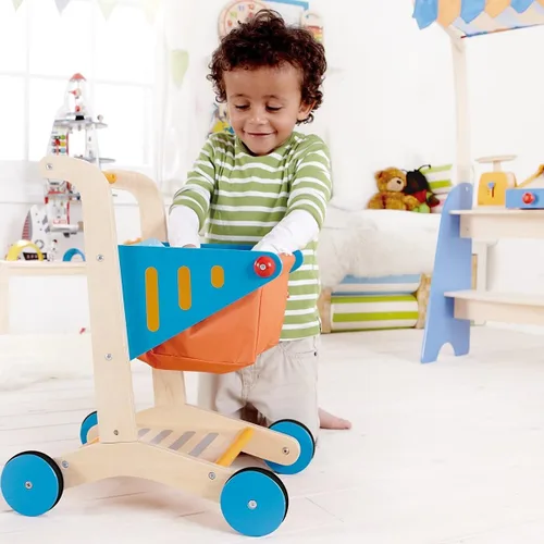 Miniatura 6 de Carrito de compras de madera para niños Hape galardonado Multi, L: 16.9, W: 11.8, H: 19.8 pulgadas, Multi, Carrito de compras de juguetes