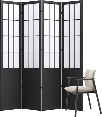 Miniatura 9 de Divisor de habitación plegable y pantalla de partición portátil de 5.6 pies, estilo Shoji chino japonés para separación de habitaciones - 4 paneles