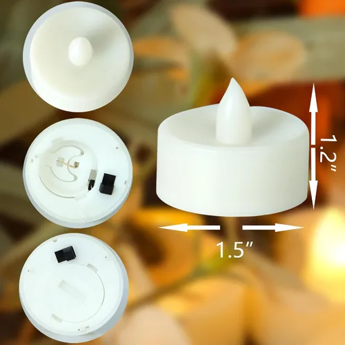 Miniatura 2 de CANDLE CHOICE Velas de té sin llama que funcionan con pilas, velas LED parpadeantes brillantes para centros de mesa de boda, Halloween, Acción