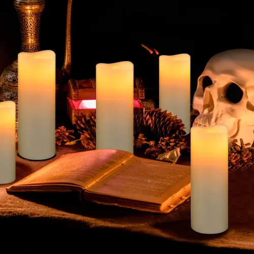 Miniatura 3 de Juego de 9 velas LED sin llama, funciona con pilas, 4, 5, 6, 7, 8, 9 x 2.2 pulgadas de profundidad, velas eléctricas LED de cera real parpadeantes