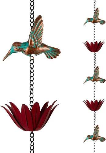 Miniatura 8 de Cadena de lluvia cuadrada, cadenas negras para canalones de 10 pies con 12 copas, cadena captadora de lluvia ajustable con campana para drenaje