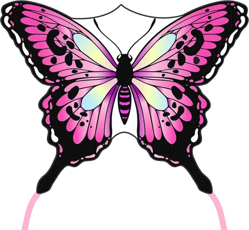 Cometa grande de mariposa para niños y adultos, fácil de volar, para principiantes, cuerda de una sola línea con cola para viajes a la playa, Rosa