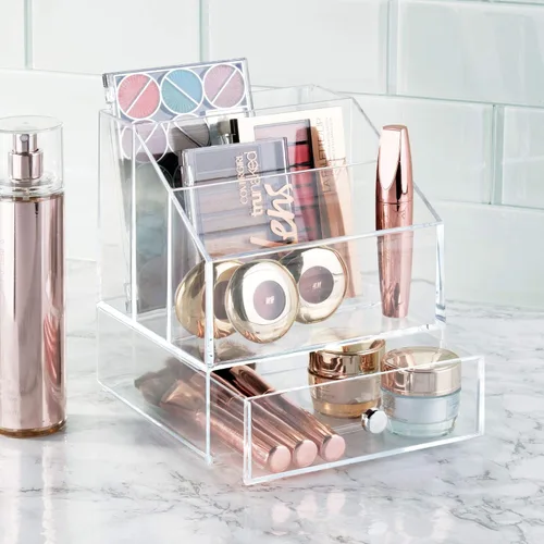 Miniatura 3 de iDesign Clarity - Organizador de paleta de cosméticos con cajón para tocador o gabinete para guardar maquillaje, productos de belleza, accesorios