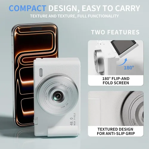 Miniatura 6 de Cámara digital 2K con filtro múltiple de 48 MP con zoom 16X antivibración, pantalla LCD de 3 pulgadas, cámara compacta para vlogging con tarjeta SD