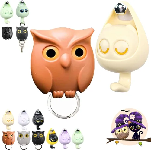 Miniatura 22 de Llavero de búho nocturno, llaves de soporte para llaves, llave de pared magnética de búho nocturno, lindo soporte para llaves de búho, creativo y 3