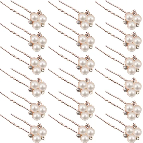 Miniatura 9 de WILLBOND 18 horquillas para el pelo de perlas, accesorios para el cabello de boda, diamantes de imitación, clips de cristal para novias, damas