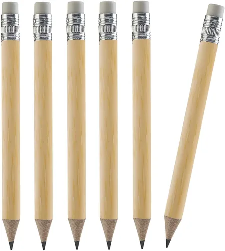 Miniatura 9 de TH Golf 100 piezas de lápices de golf, lápices mini de medio tamaño de 4 pulgadas con goma de borrar, madera afilada, mini redondos para escuelas