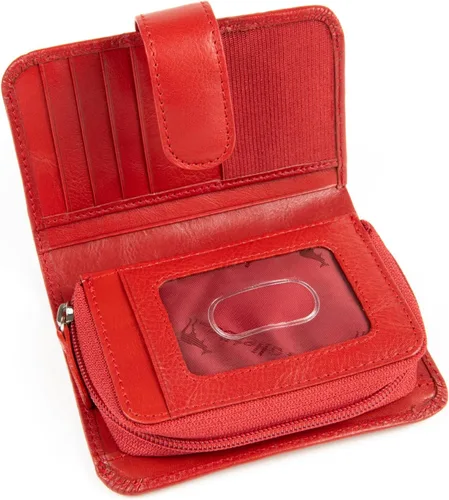 Miniatura 6 de Billetera de cuero RFID de acordeón, Rojo, Contemporáneo