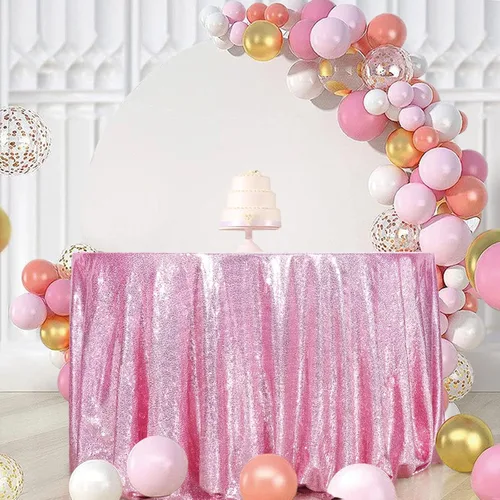 Miniatura 45 de Eternal Beauty Mantel de lentejuelas doradas de 120 pulgadas, mantel redondo brillante con purpurina para decoración de bodas, fiestas de cumpleaños