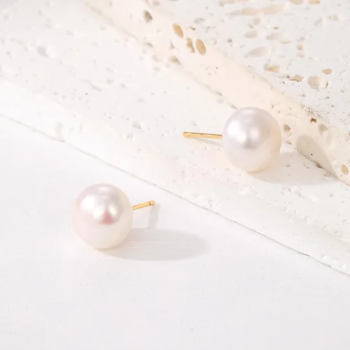 Miniatura 3 de Aretes de perlas cultivadas de agua dulce con botón blanco para mujer, joyería de fiesta de cumpleaños