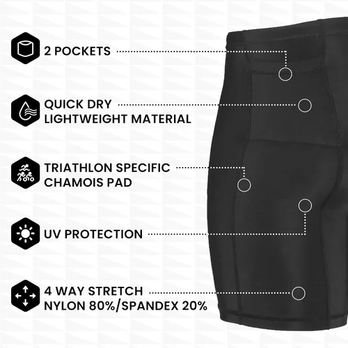Miniatura 24 de SLS3 Pantalones cortos de triatlón para hombre – Tri Shorts para hombre – 2 bolsillos FRT – Diseñado por atletas para carreras
