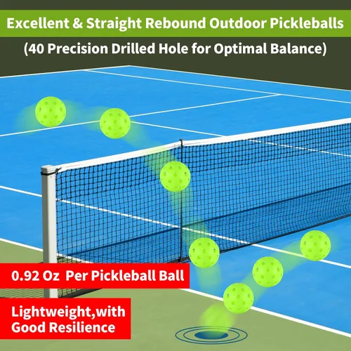 Miniatura 3 de 4/6/12/20/50/100 bolas de pickleball, bolas de pickleball de 40 agujeros para exteriores, juego de bolas de pepinillo espaciadas de precisión de 100