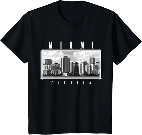 Miniatura 31 de Miami Skyline Florida Pride Vintage Miami Camiseta, Negro