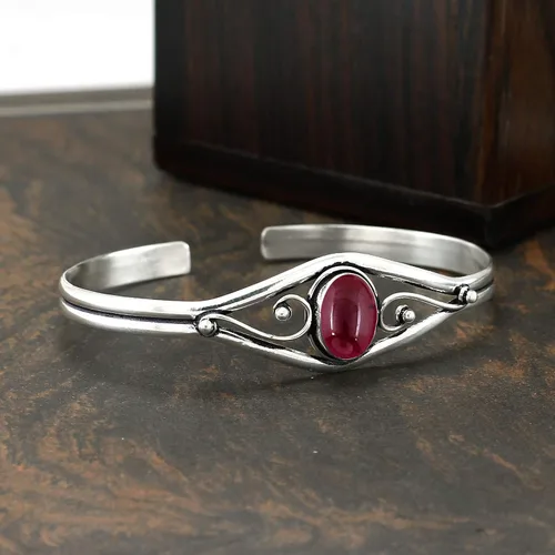 Miniatura 4 de Natural Gemstone Cuff Bangle Bracelets for Women Handmade Statement Birthstone Jewelry Adjustable Size for Perfect Fit Gift for Birthdays