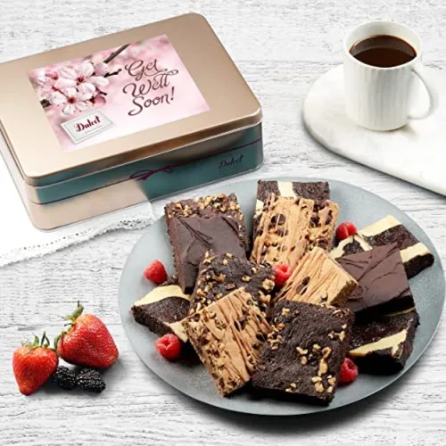 Miniatura 17 de Dulcet Gift Baskets Surtido de brownie de chocolate gourmet, brownie de lata de brownie, delicioso pastel de queso, dulce de azúcar rocoso, ganache