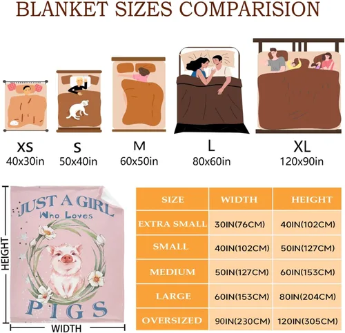 Miniatura 4 de Just A Girl Who Loves Pigs - Manta tipo throw de felpa mullida de franela para siesta para viajes, picnic, cama, sofá, cálida y acogedora para todas