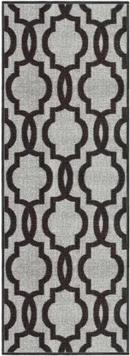 Tapete para pasillo o escalera, diseño de celosía marroquí, antideslizante, parte trasera de goma, tamaño personalizado, Marroquí, gris
