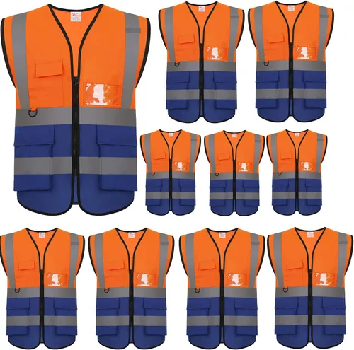 Miniatura 9 de zojo Chalecos de seguridad de alta visibilidad con bolsillos, para trabajos al aire libre, ciclismo, correr, caminar, deportes, se adapta a hombres