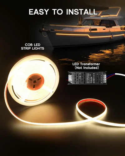 Miniatura 7 de Tiras de Luces LED COB Luz Azul, 12V 32.8 pies IP67 Impermeable Alto CRI 95Ra+ Súper Brillante, Luces Flexibles para Barco para Pesca Nocturna