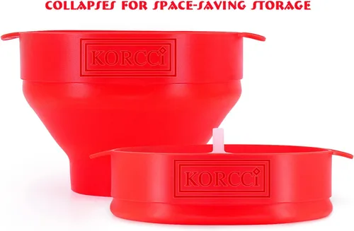 Miniatura 8 de The Original Korcci - Palomitas de maíz de silicona para microondas, para microondas, cuenco plegable para hacer palomitas de maíz, no requiere Rojo