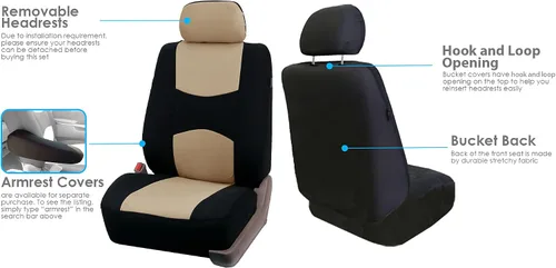 Miniatura 4 de Fundas para asiento FH GROUP FH-FB050102 planas, para la mayoría de los autos, camiones, furgonetas o camionetas, Beige-FH2033